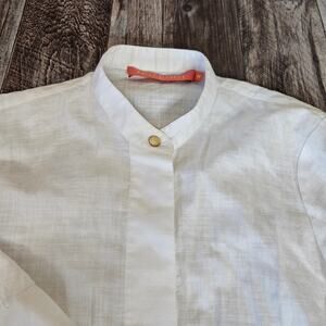 Britt Sisseck Tunic Blouse White Danish European Womens S Italian Cotton Pearl